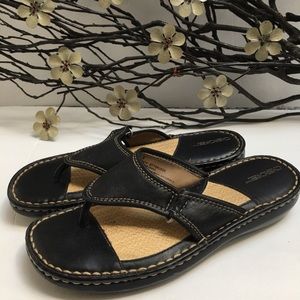 Black Leather Thong Sandals